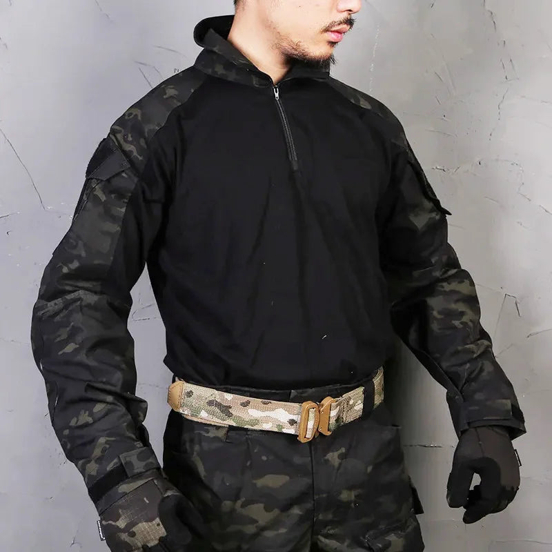 GEN3 Tactical Shirts Men's Long Sleeve Combat Shirt 1/4 Zipper Ripstop Hunting Clothes Training CP Camoufalge Airsoft T Shirts