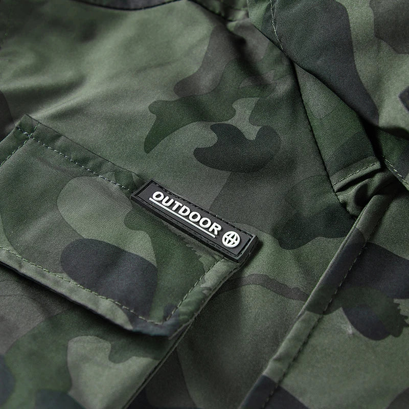 IPPOLICH Detachable Windproof Sleeved Hooded Jacket Outdoor Camouflage Multi-Pocket Military Jackets Spring Autumn Men Work Coat
