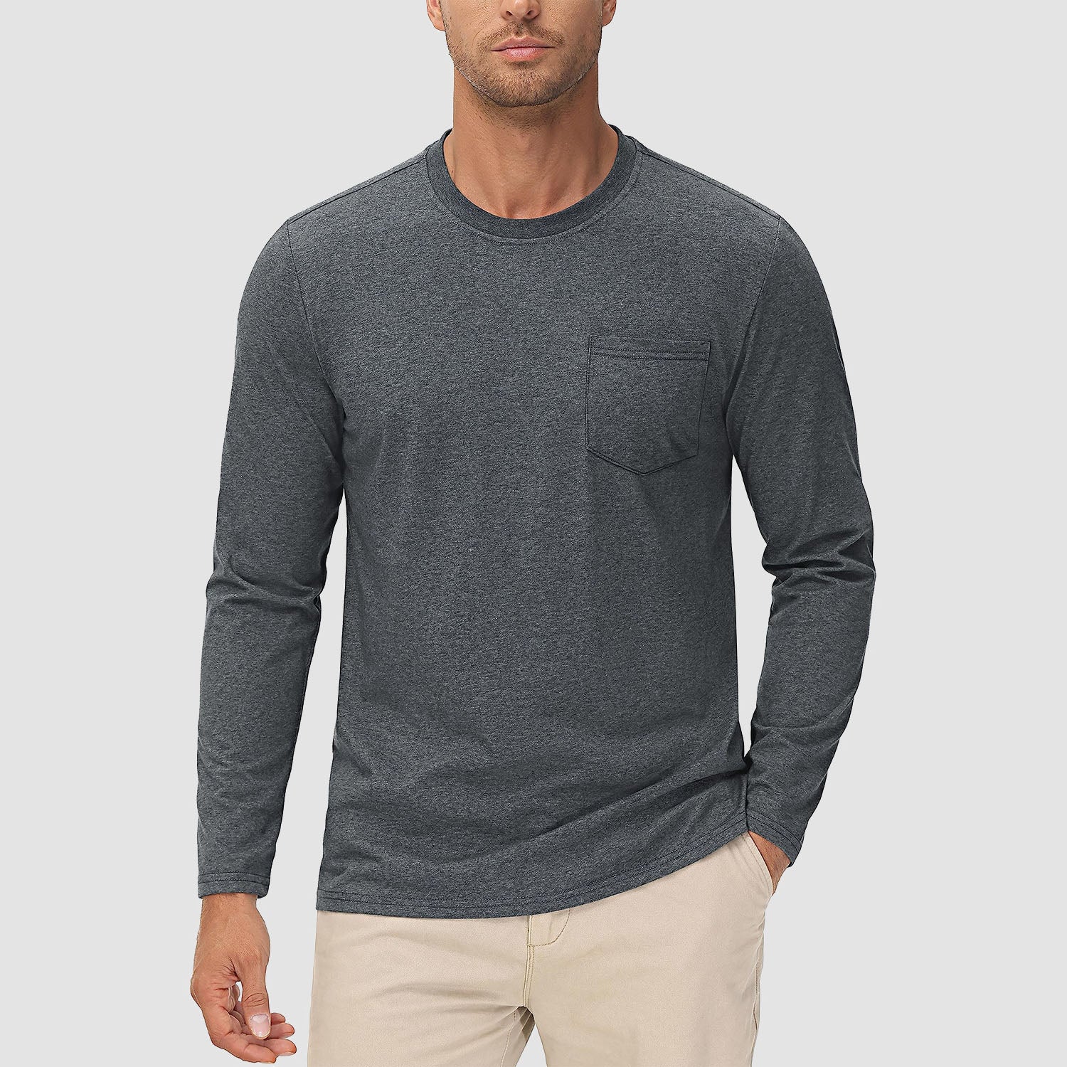 Men's Basic Long Sleeve Shirt Casual Lightweight T-Shirt