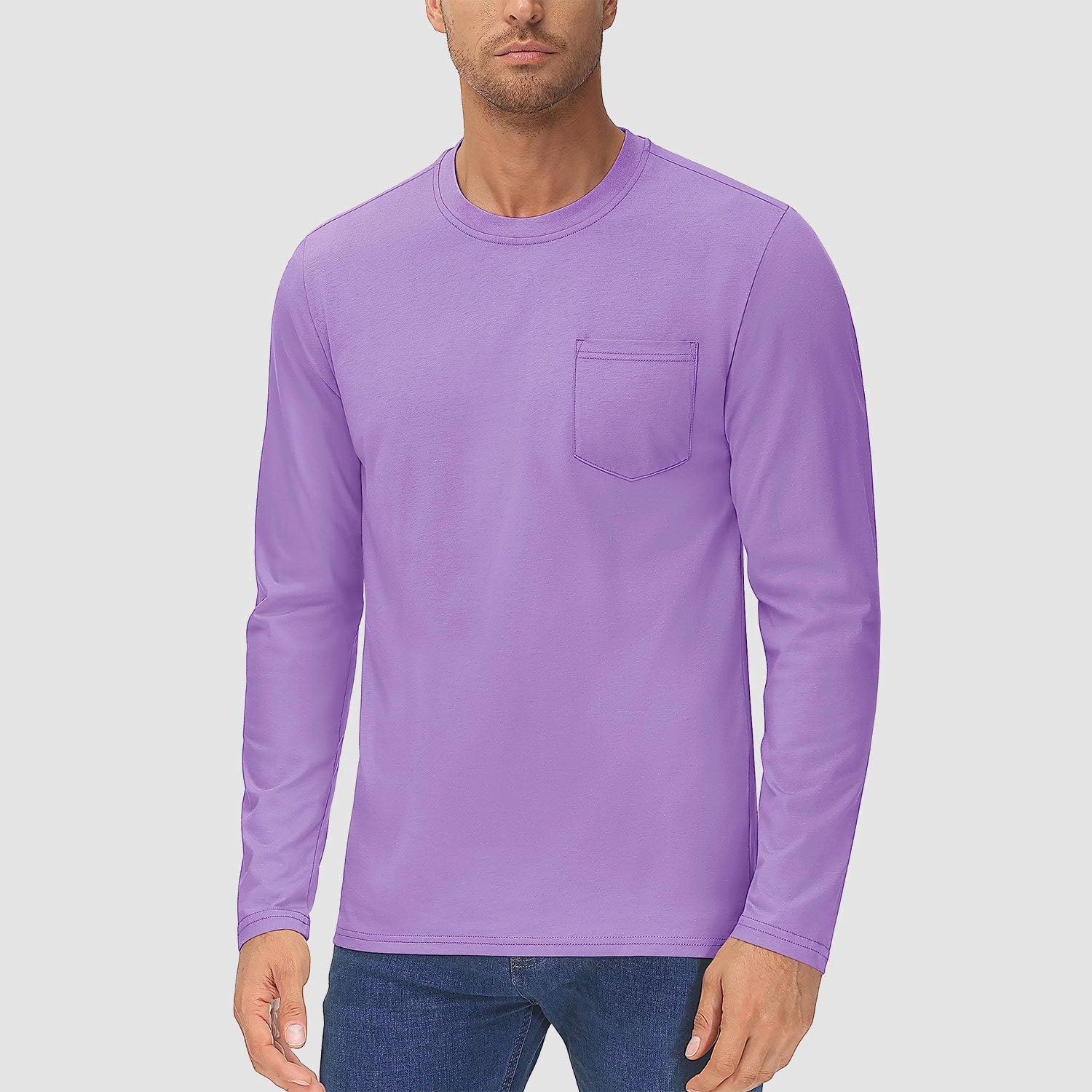 Men's Basic Long Sleeve Shirt Casual Lightweight T-Shirt