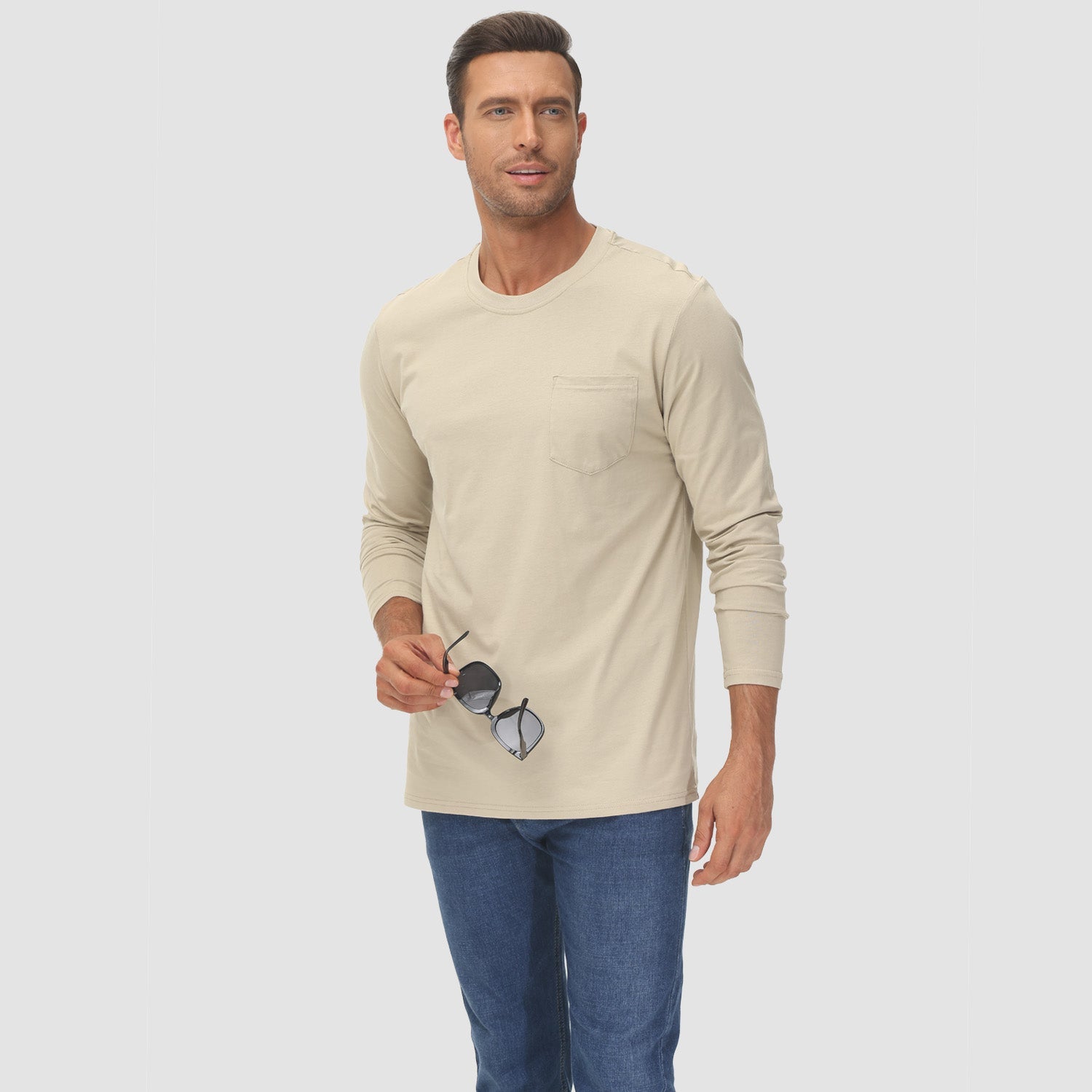 Men's Basic Long Sleeve Shirt Casual Lightweight T-Shirt