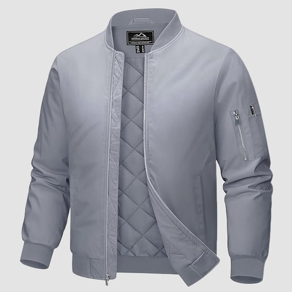 Men's Bomber Jacket, Quilted & Windproof with Pockets