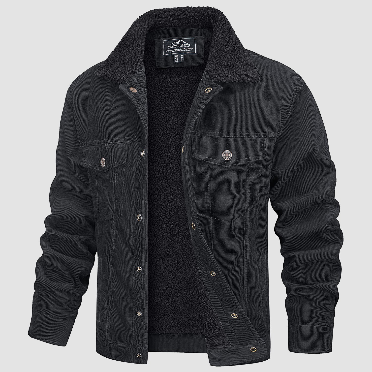 Men's Corduroy Jacket - Sherpa-Lined Winter Coat
