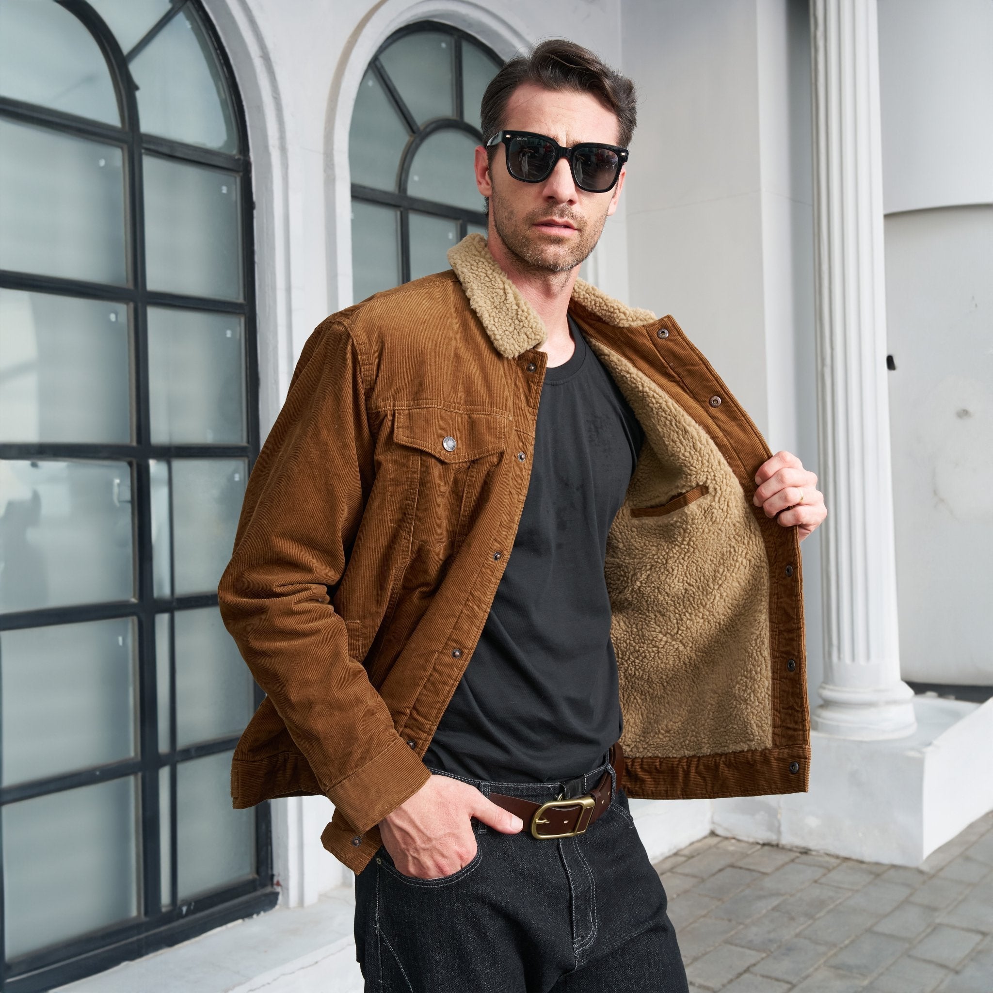 Men's Corduroy Jacket - Sherpa-Lined Winter Coat