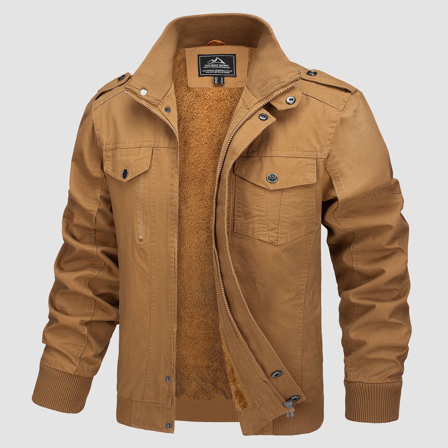 Men's Cotton Military Bomber Jacket - Lightweight Zip-Up