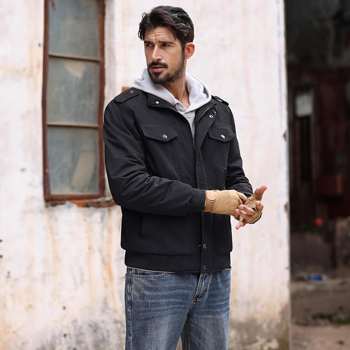 Men's Cotton Military Bomber Jacket - Lightweight Zip-Up