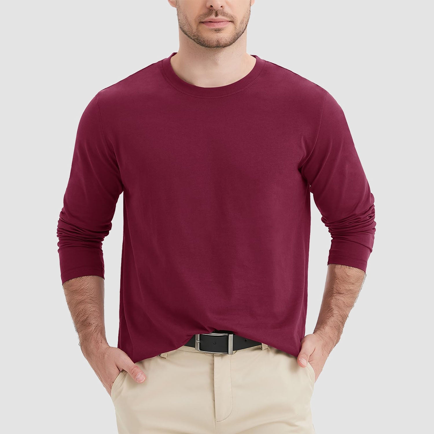 Men's Crew Neck Long Sleeve Shirt Quick Dry Sports Shirt