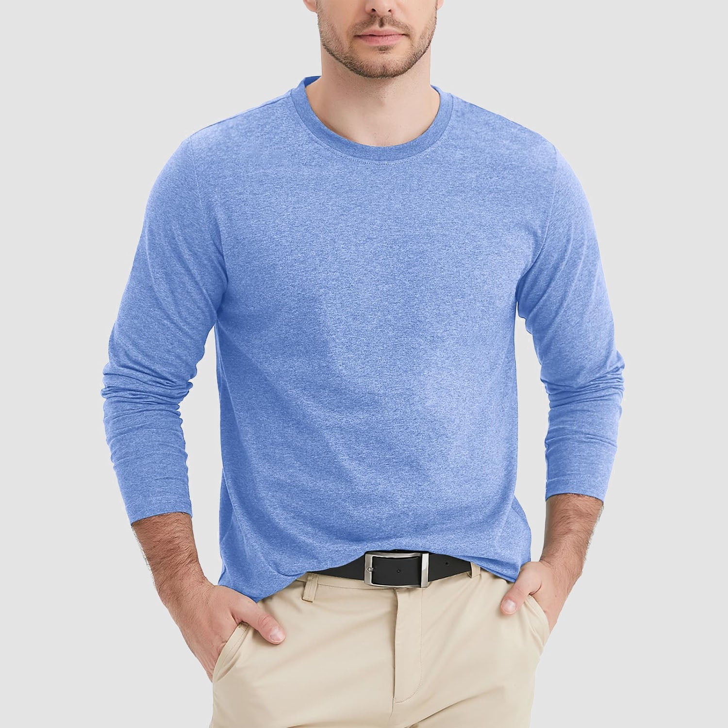 Men's Crew Neck Long Sleeve Shirt Quick Dry Sports Shirt