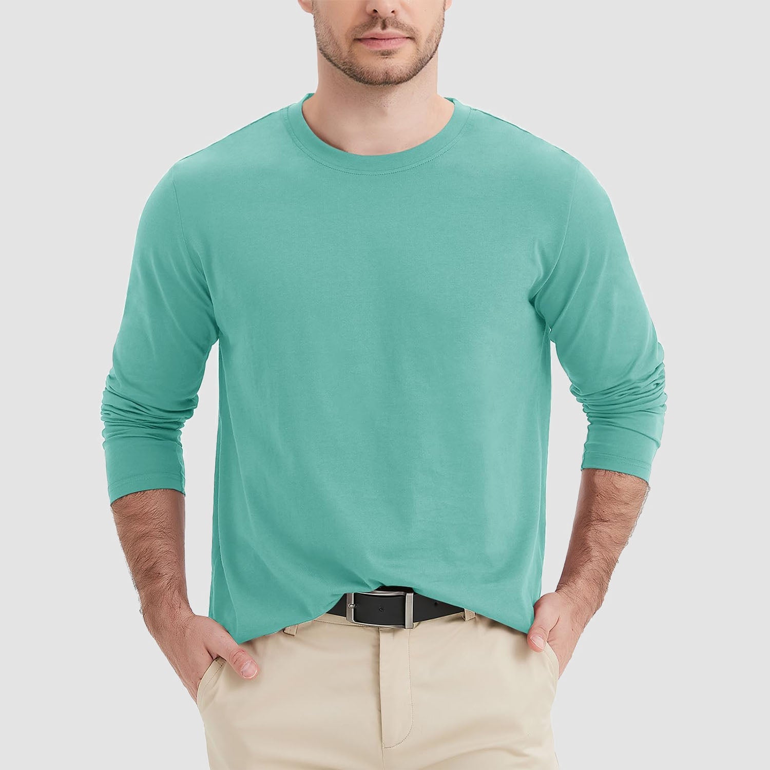 Men's Crew Neck Long Sleeve Shirt Quick Dry Sports Shirt