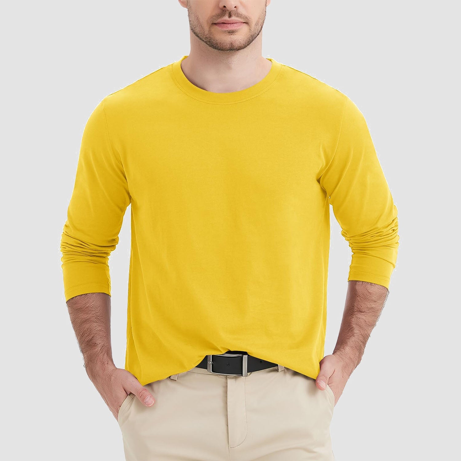 Men's Crew Neck Long Sleeve Shirt Quick Dry Sports Shirt