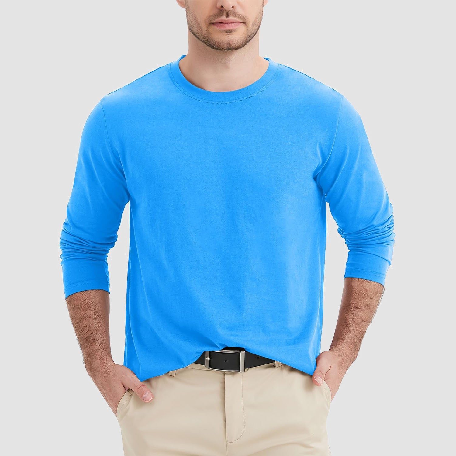 Men's Crew Neck Long Sleeve Shirt Quick Dry Sports Shirt