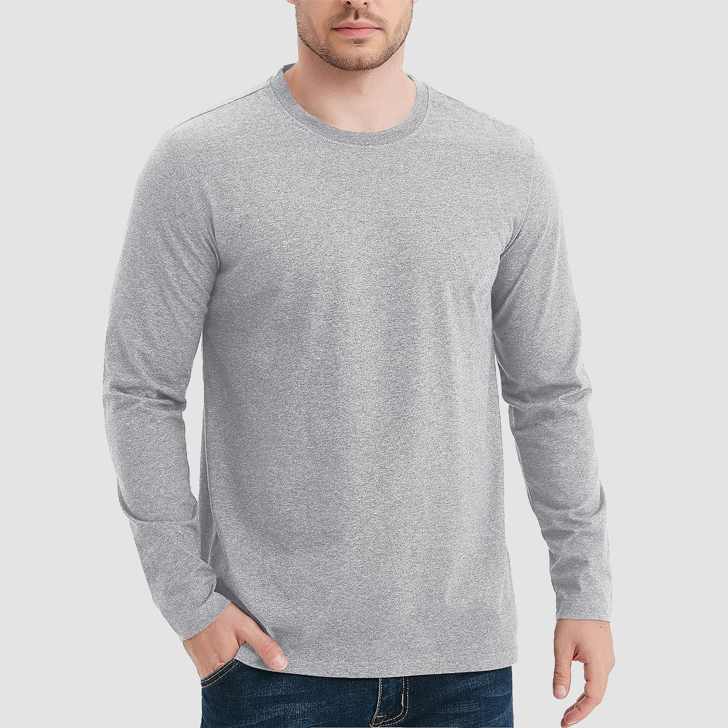 Men's Crew Neck Long Sleeve Shirt Quick Dry Sports Shirt