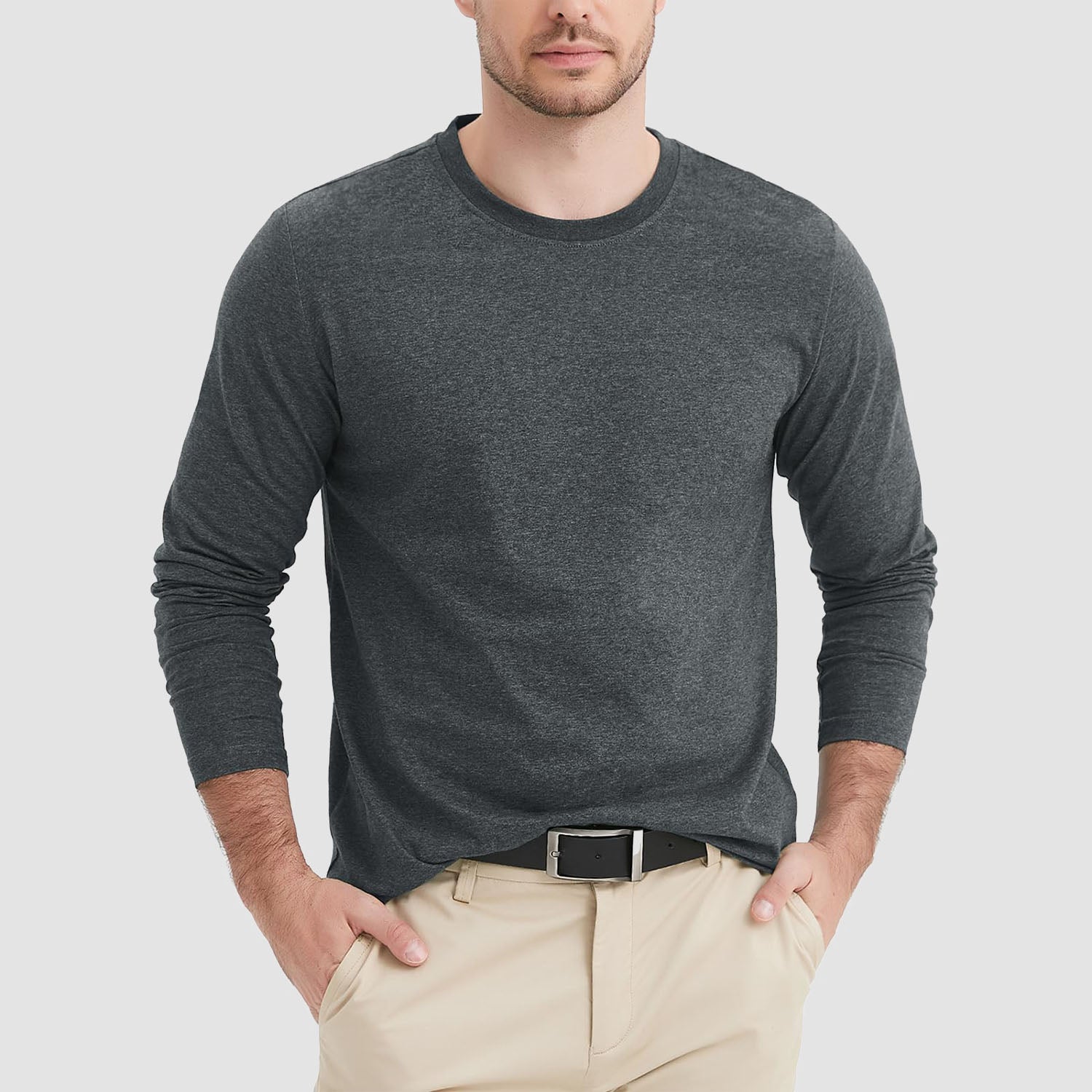 Men's Crew Neck Long Sleeve Shirt Quick Dry Sports Shirt