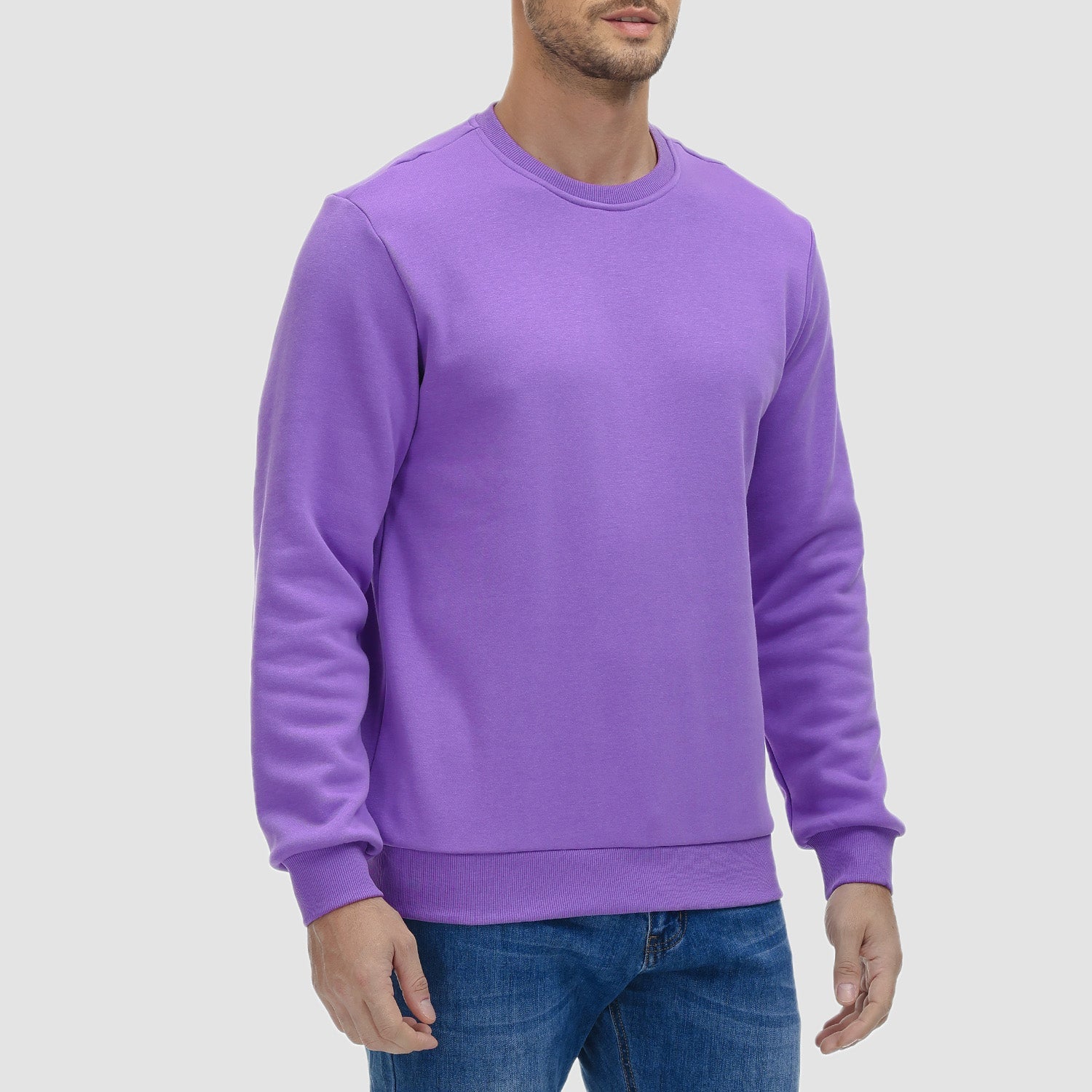 Men's Fleece Crewneck Sweatshirt - Warm Lilac Pullover
