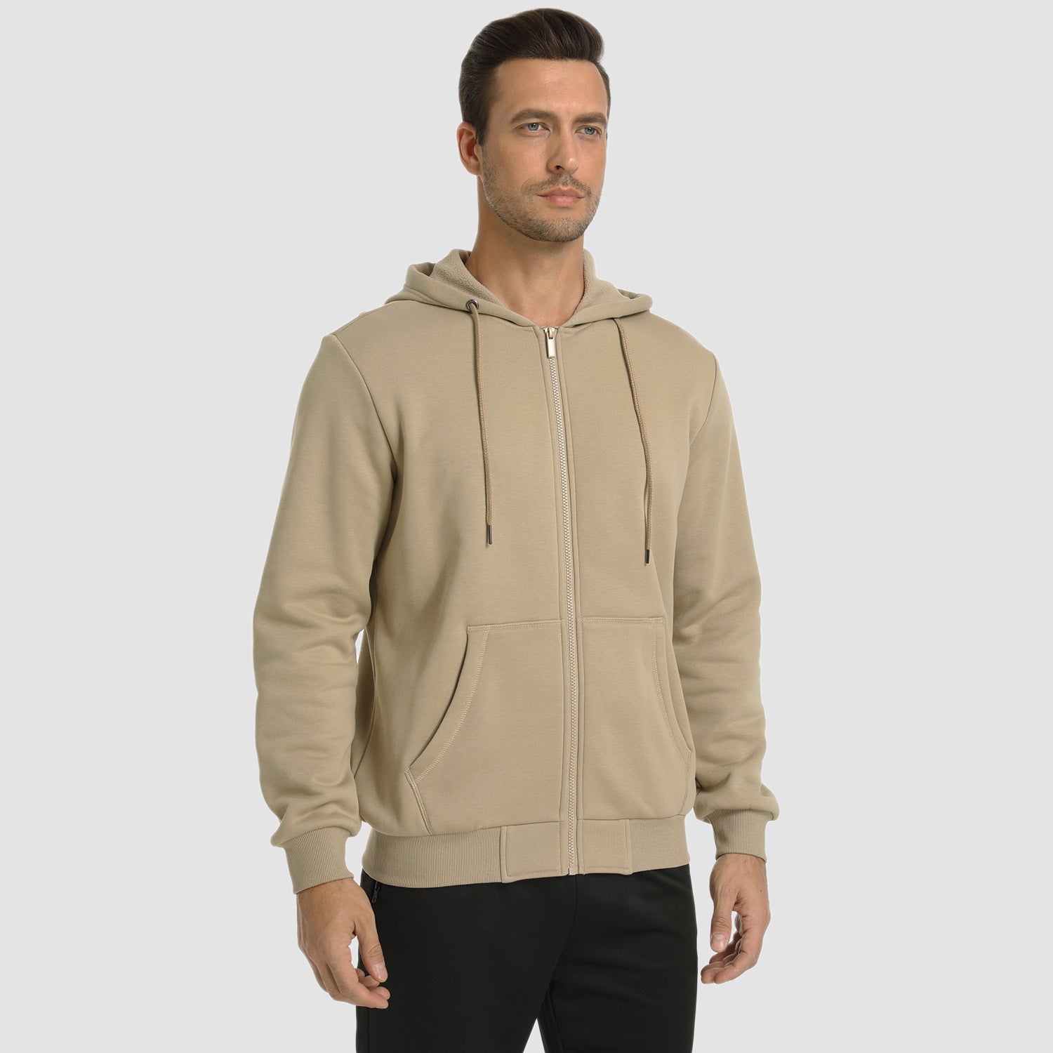 Men's Fleece Hoodie Bomber Jacket - Zip Up Sweatshirt
