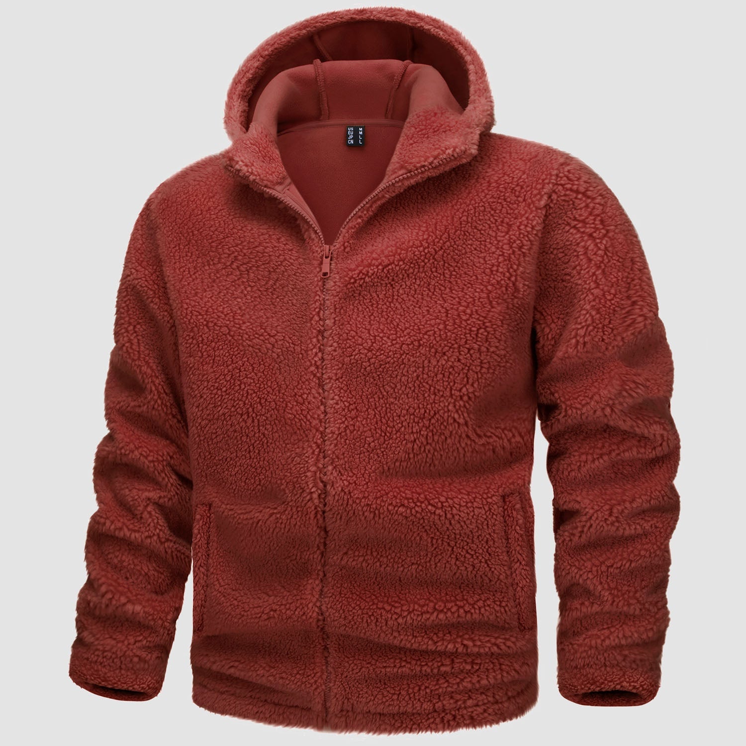 Men's Fleece Hoodie Sherpa Jacket Full Zip with 4 Pockets
