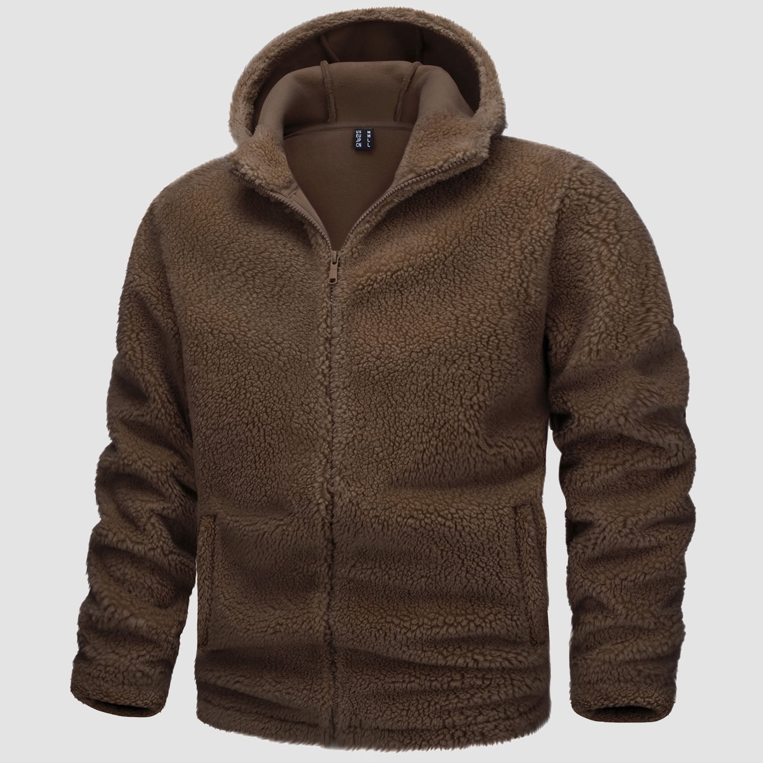 Men's Fleece Hoodie Sherpa Jacket Full Zip with 4 Pockets
