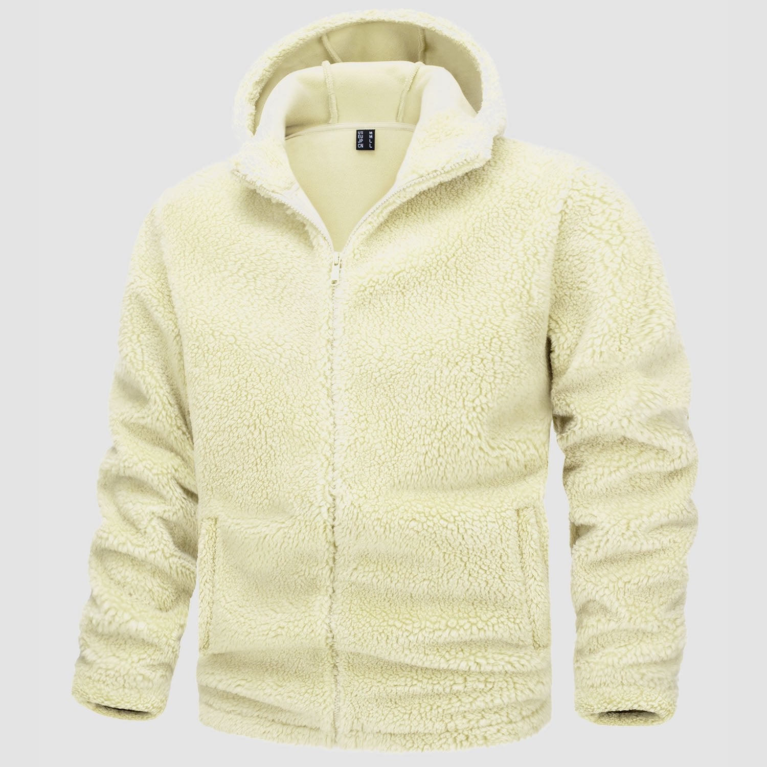 Men's Fleece Hoodie Sherpa Jacket Full Zip with 4 Pockets