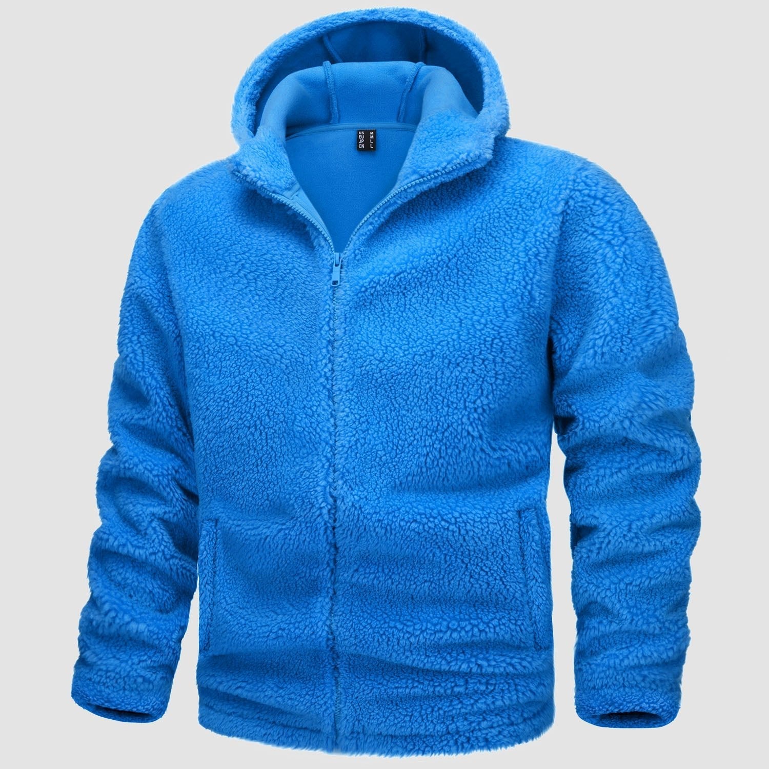 Men's Fleece Hoodie Sherpa Jacket Full Zip with 4 Pockets