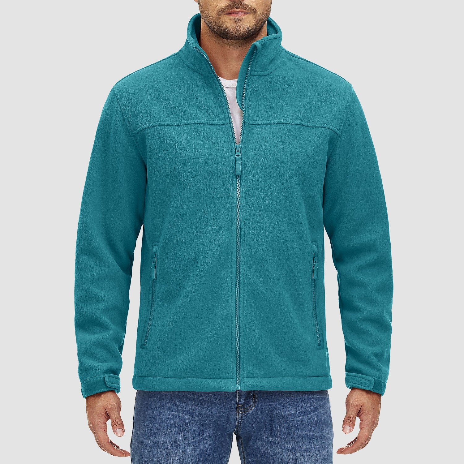 Men's Fleece Jacket Full Zip Lightweight Casual Jacket