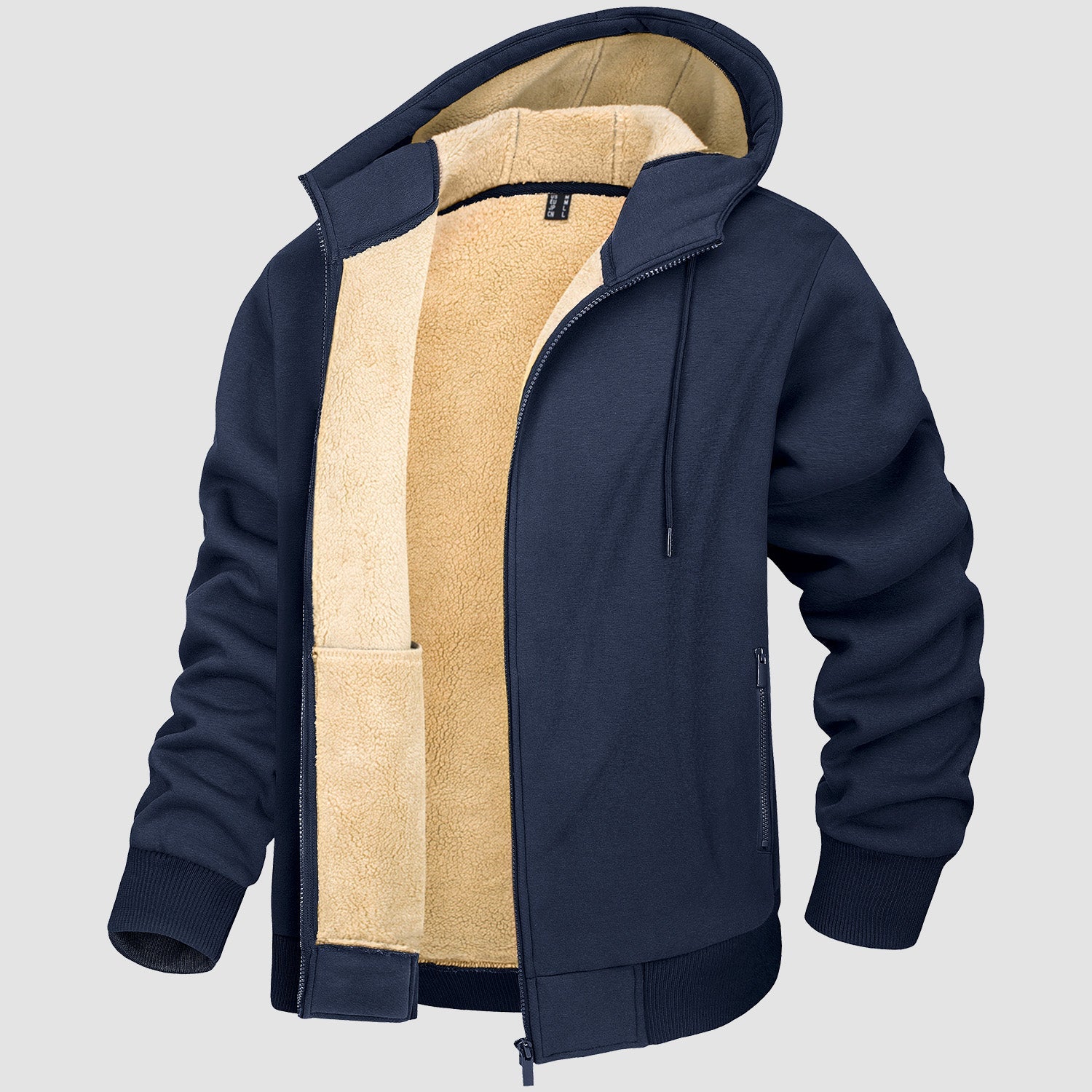 Men's Fleece Lined Zipper Hoodie Jacket - Warm Winter Coat