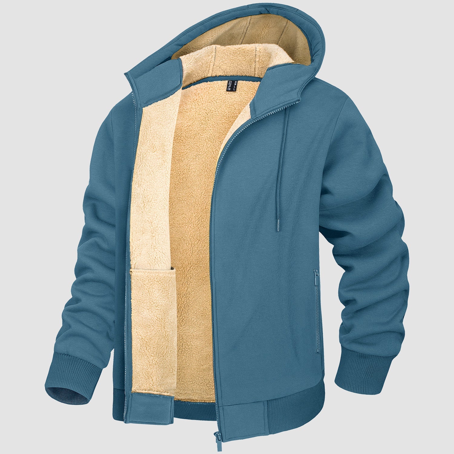 Men's Fleece Lined Zipper Hoodie Jacket - Warm Winter Coat