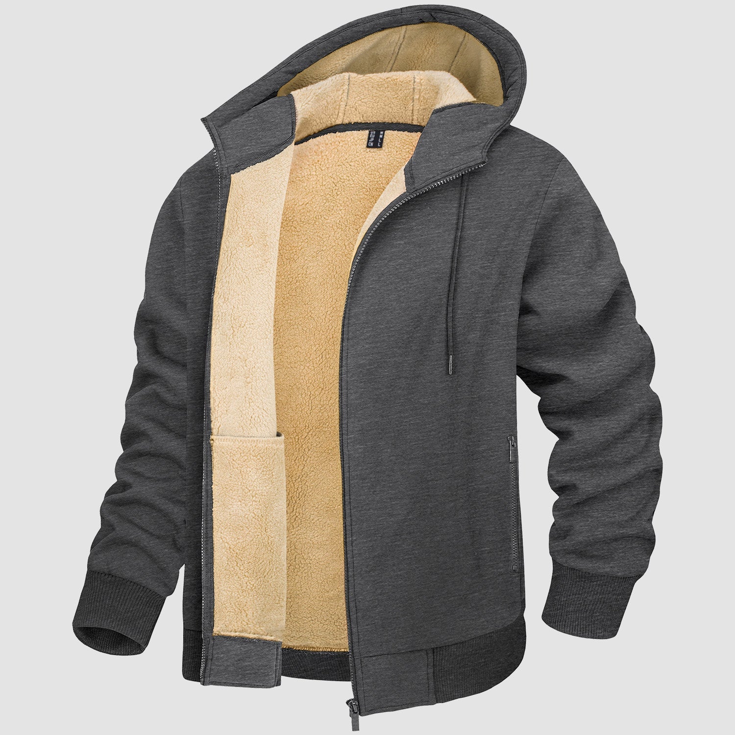 Men's Fleece Lined Zipper Hoodie Jacket - Warm Winter Coat