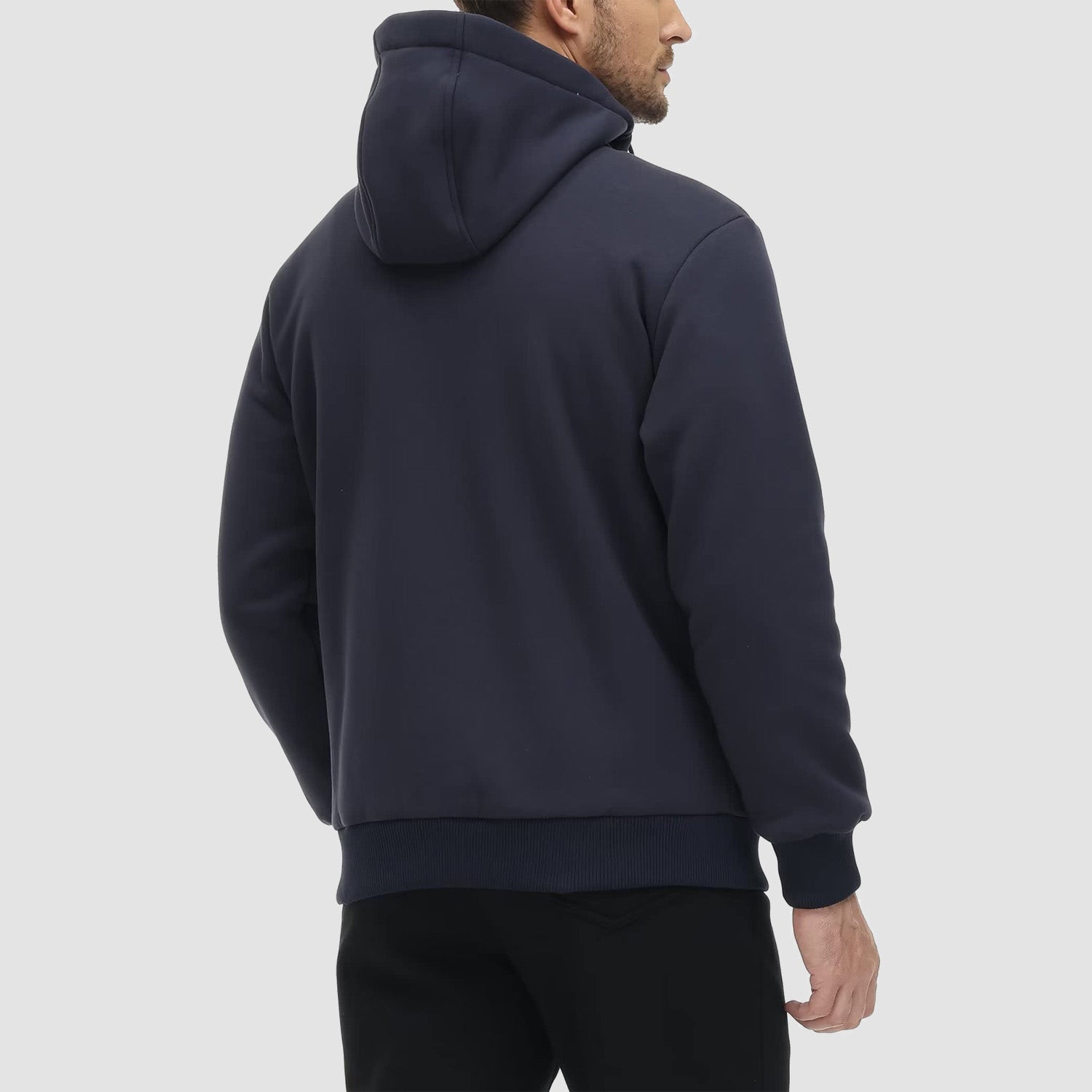 Men's Fleece Lined Zipper Hoodie Jacket - Warm Winter Coat