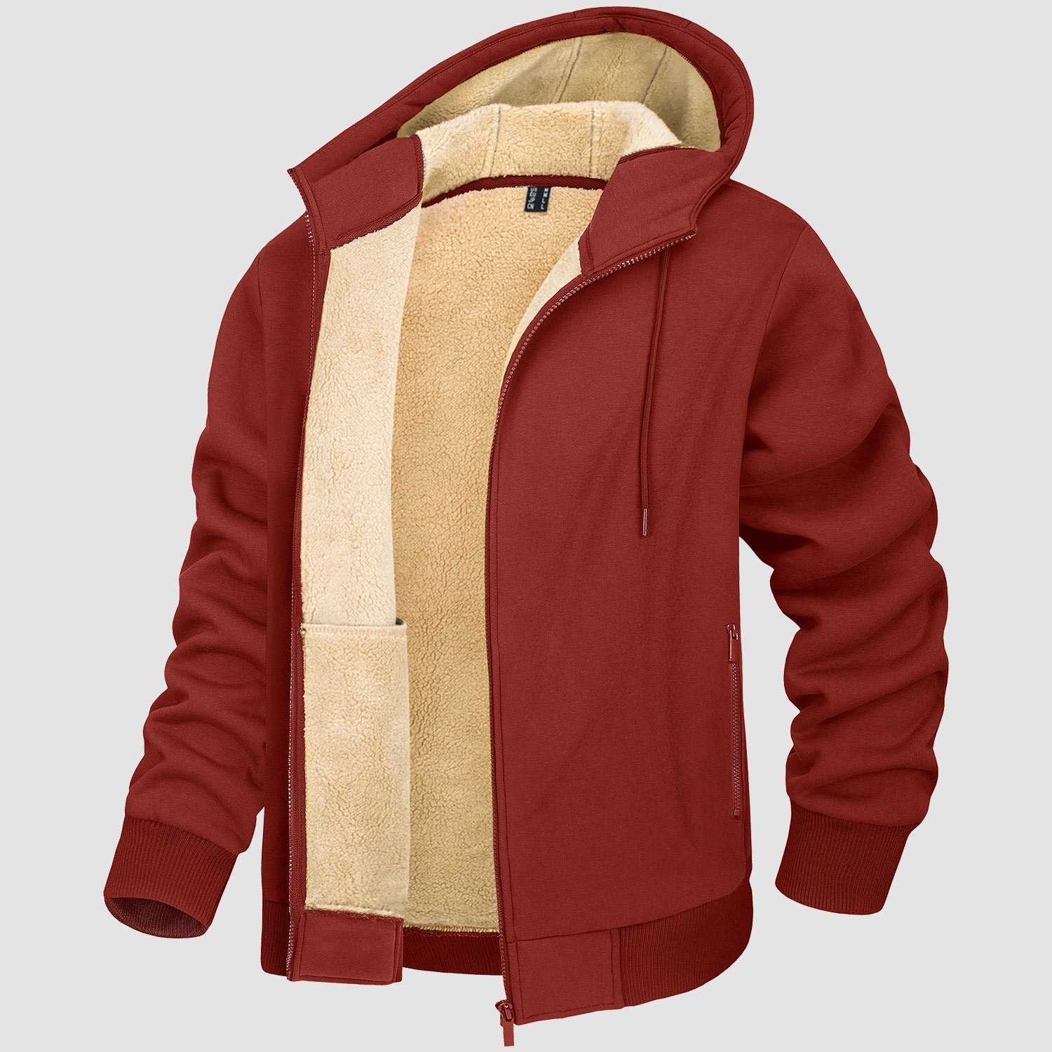 Men's Fleece Lined Zipper Hoodie Jacket - Warm Winter Coat