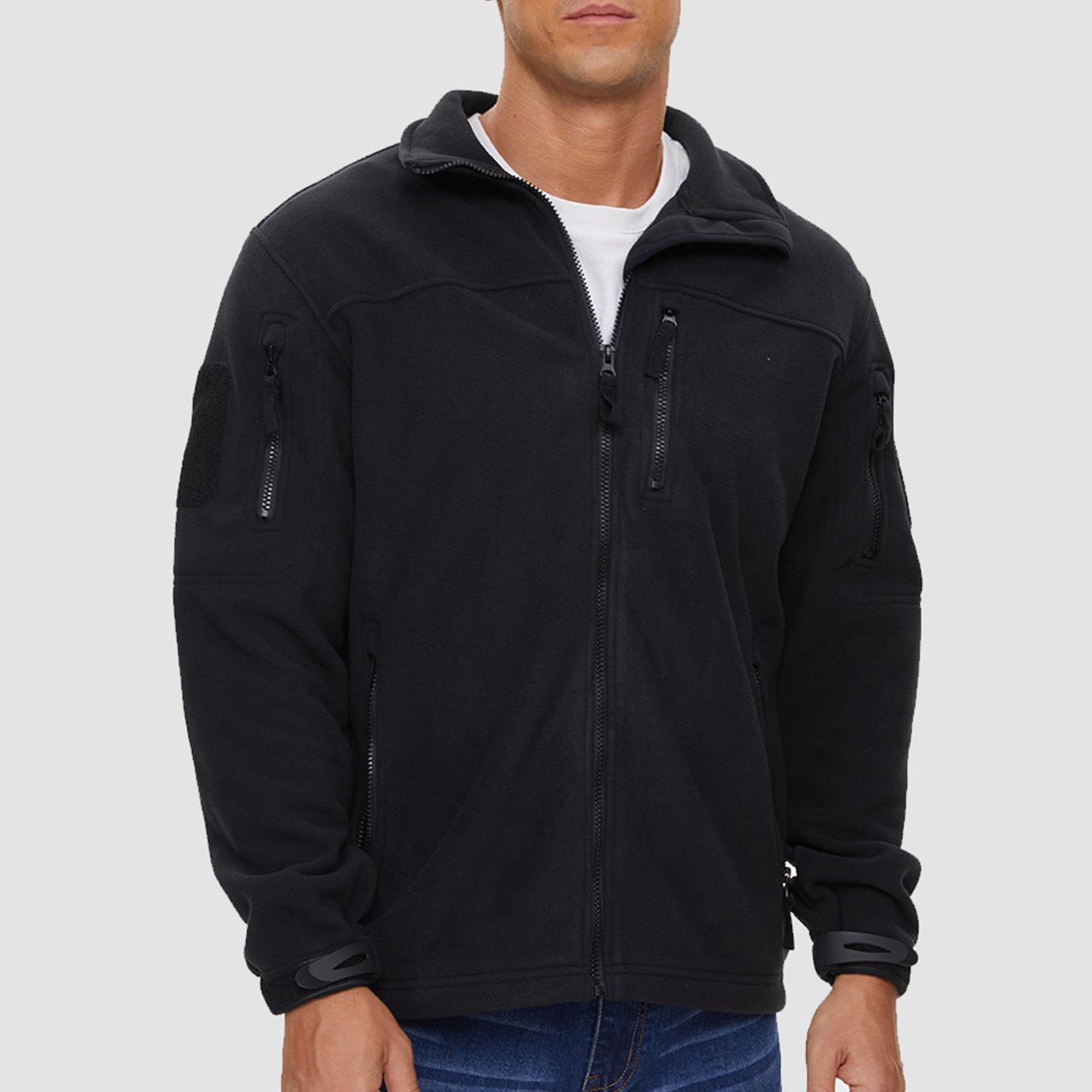 Men's Fleece Tactical Jacket Stand Collar Military Field Jackets