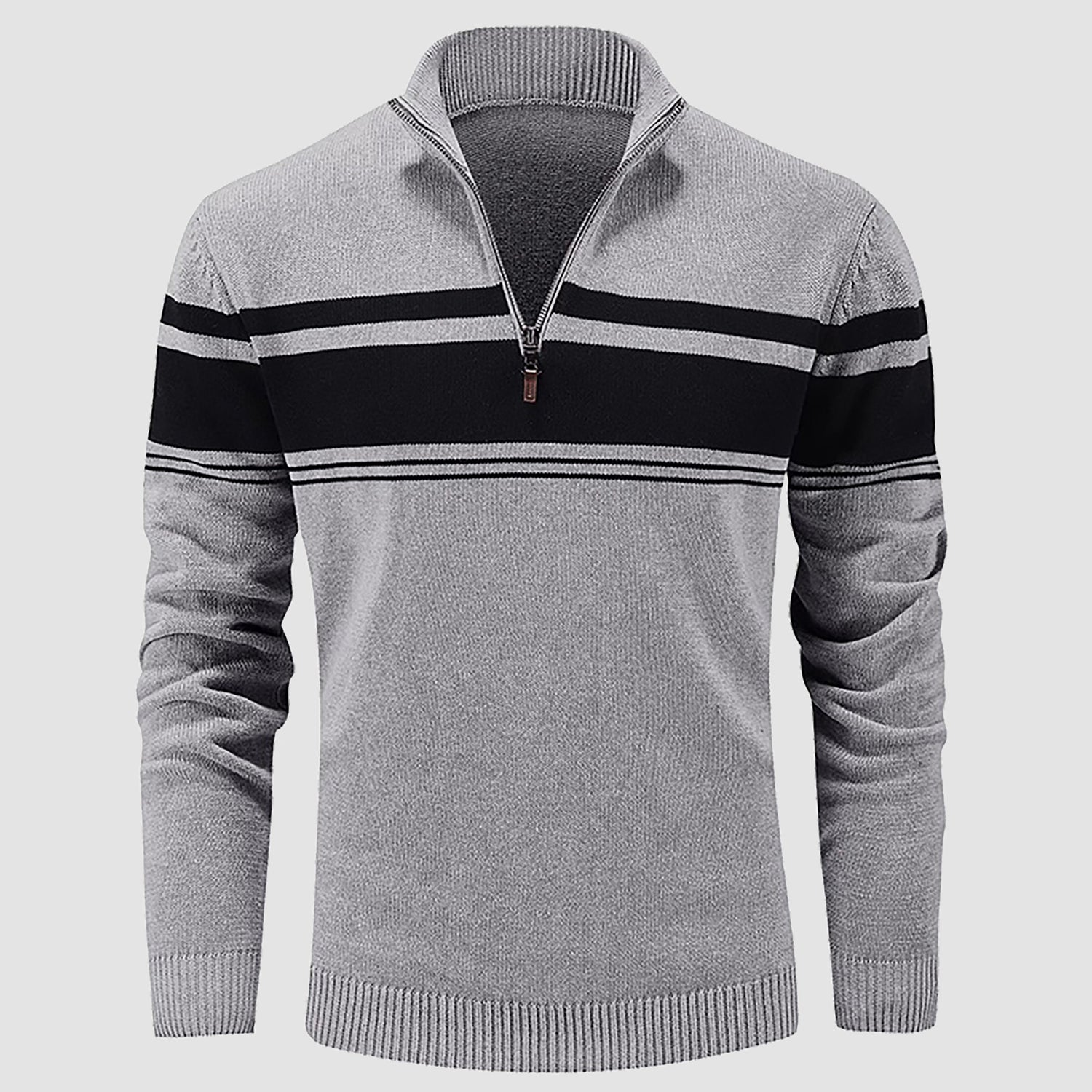 Men's Half Zipper Pullover Sweater Slim Fit Knitted Sweatshirt
