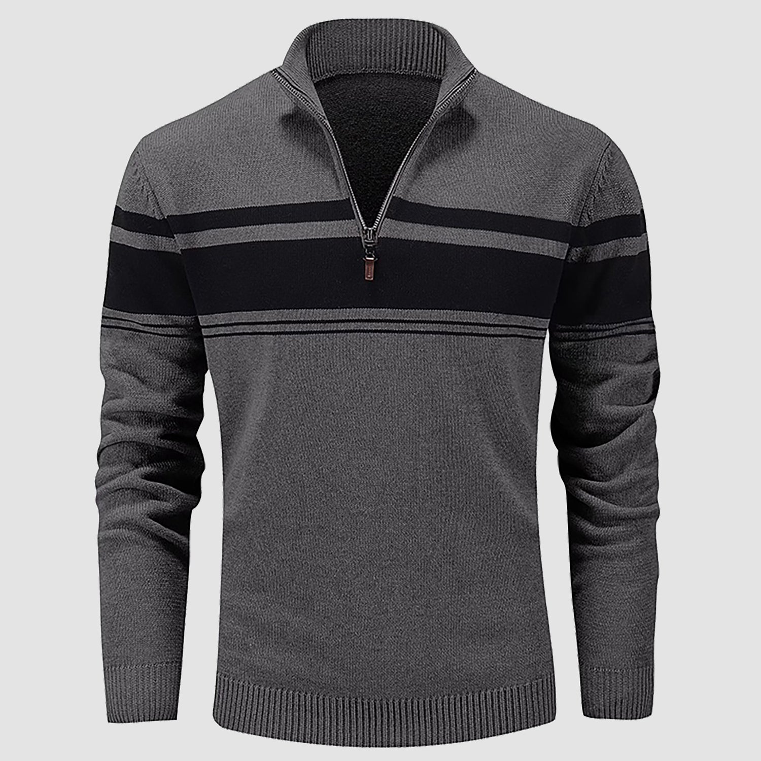 Men's Half Zipper Pullover Sweater Slim Fit Knitted Sweatshirt