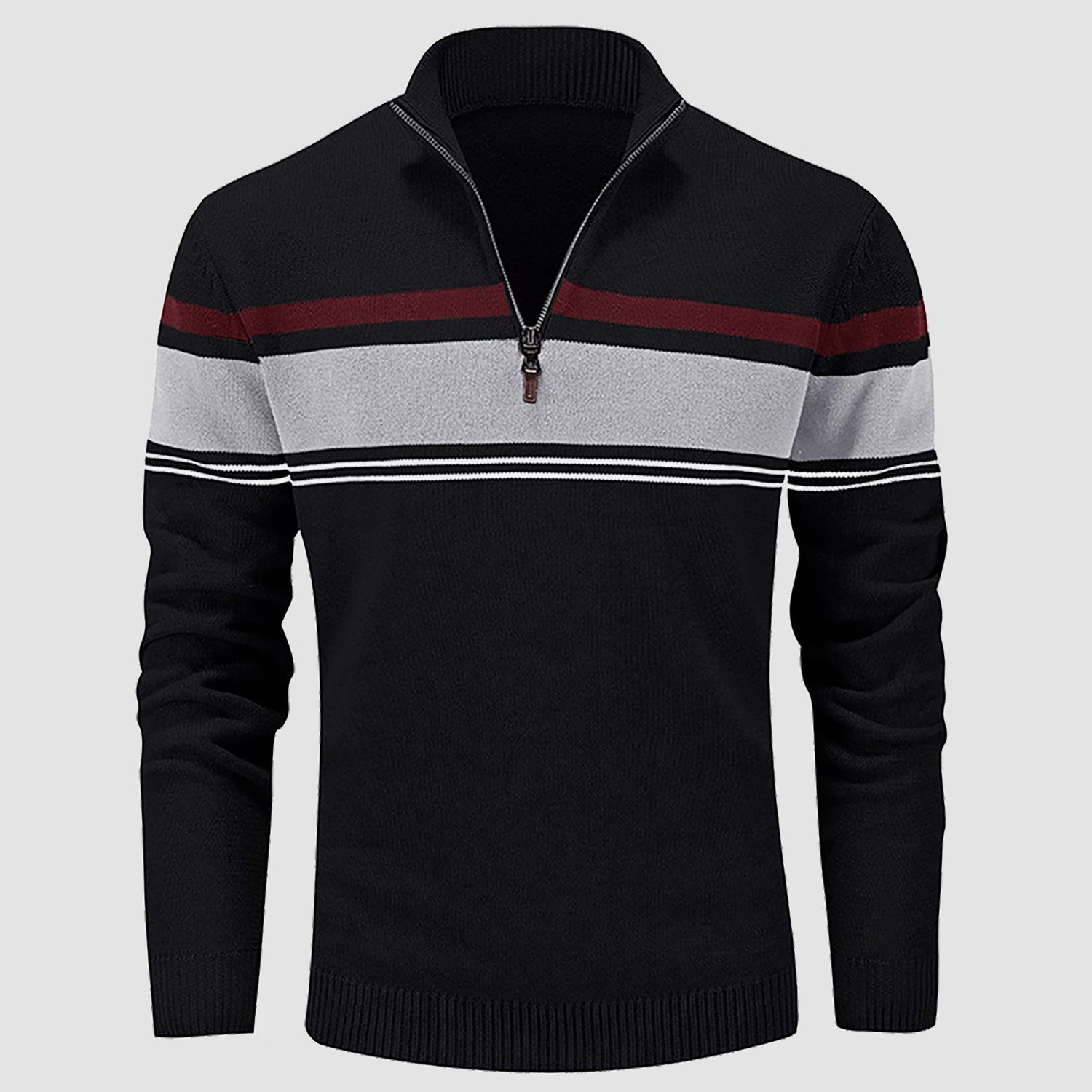 Men's Half Zipper Pullover Sweater Slim Fit Knitted Sweatshirt