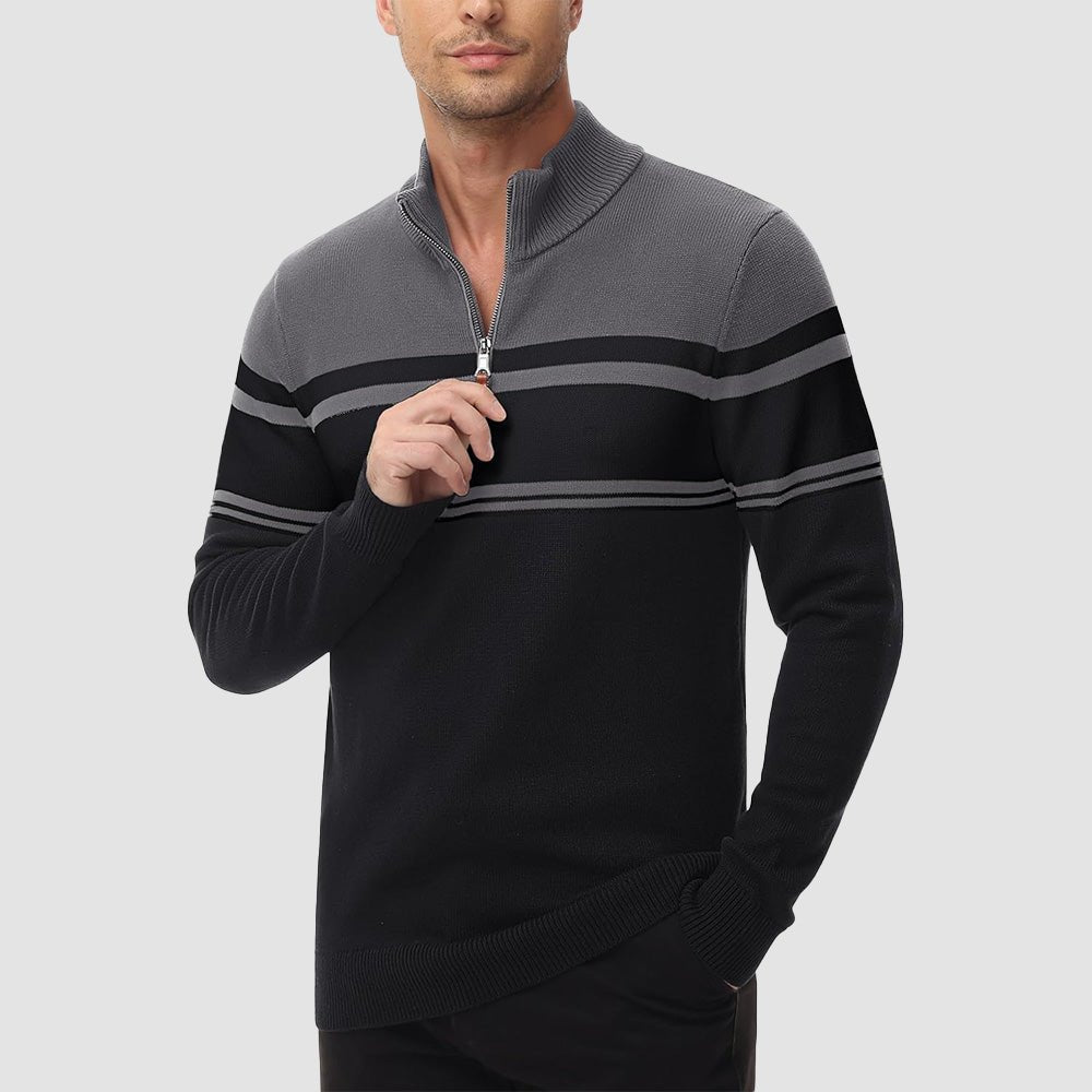 Men's Half Zipper Pullover Sweater Slim Fit Knitted Sweatshirt