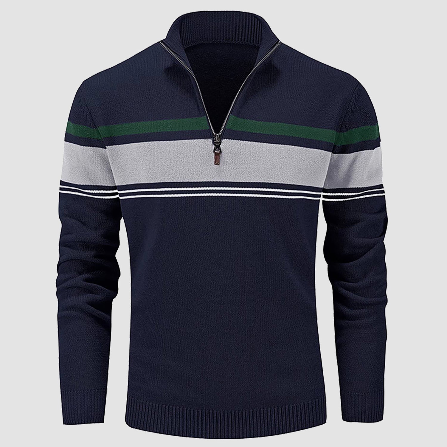 Men's Half Zipper Pullover Sweater Slim Fit Knitted Sweatshirt