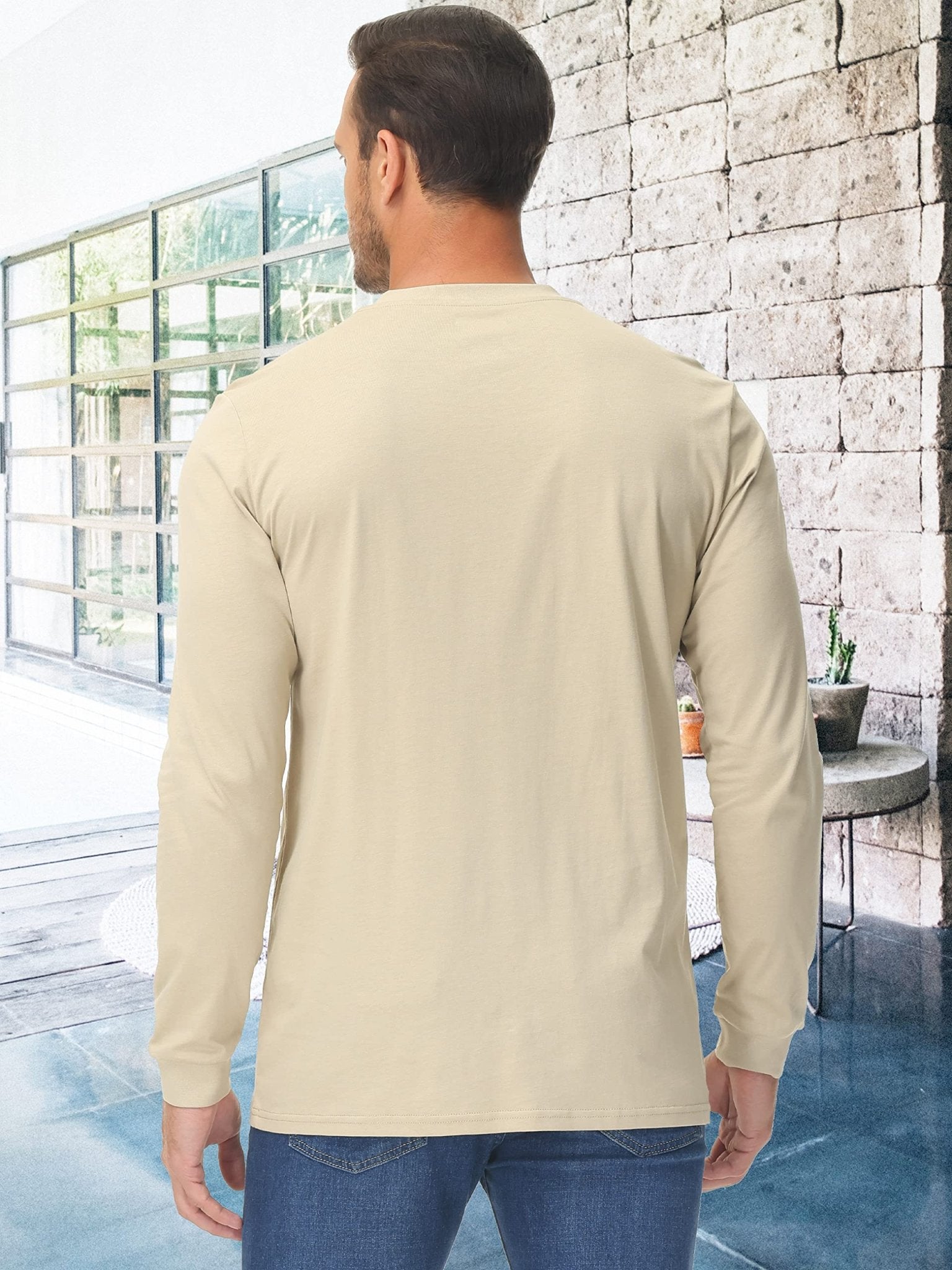 Men's Henley Shirt Cotton Long Sleeve Shirts