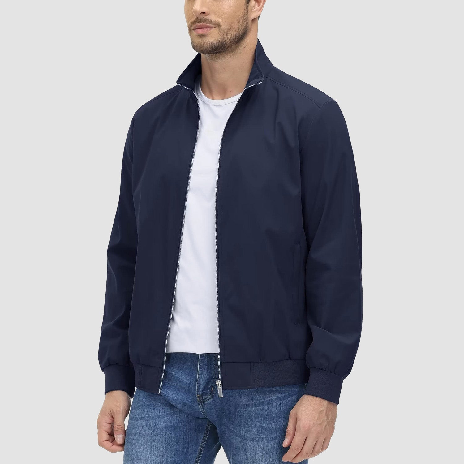 Men's Jacket Stand Collar Lightweight Windproof Outwear