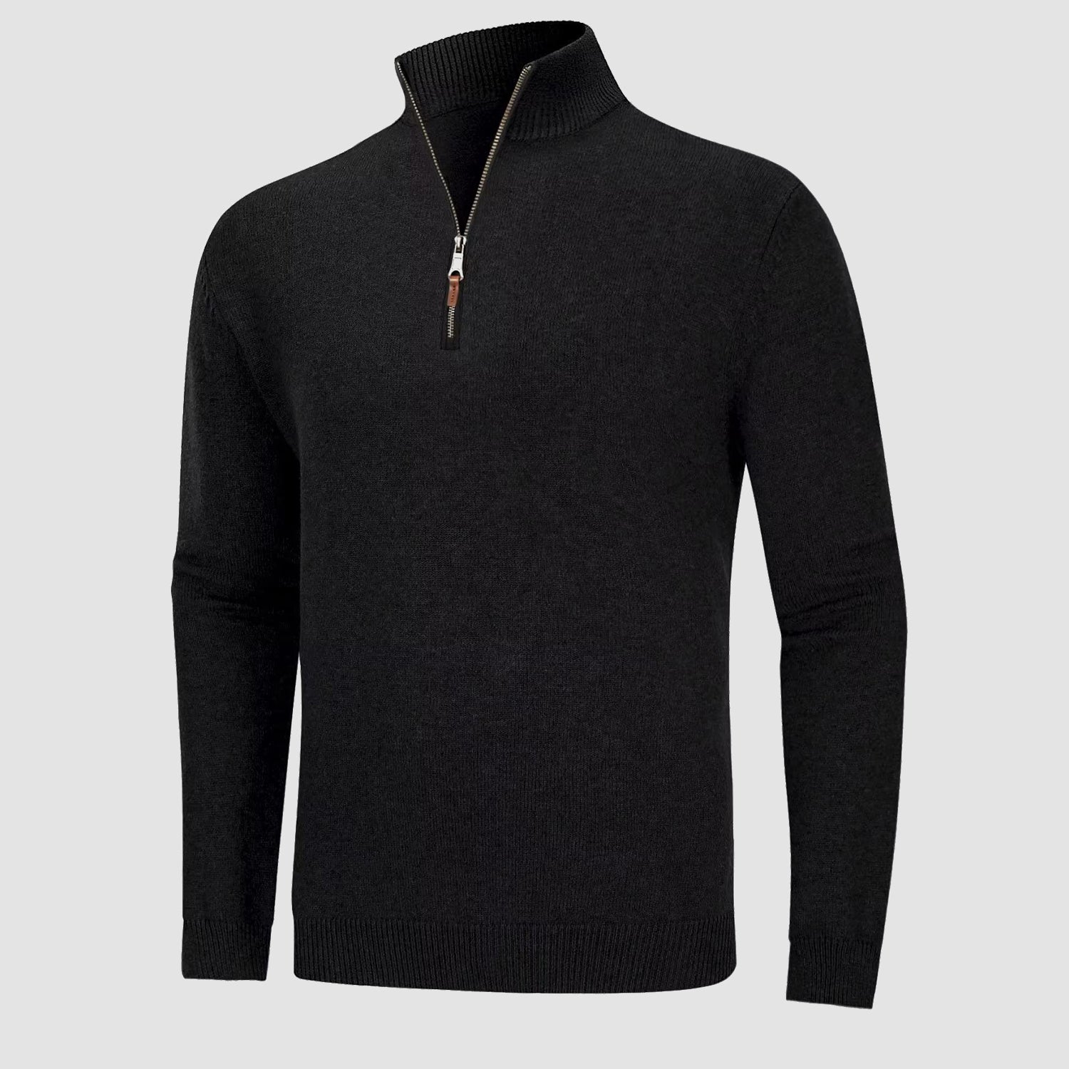 Men's Knitted Turtleneck Sweater - 1/4 Zip Pullover