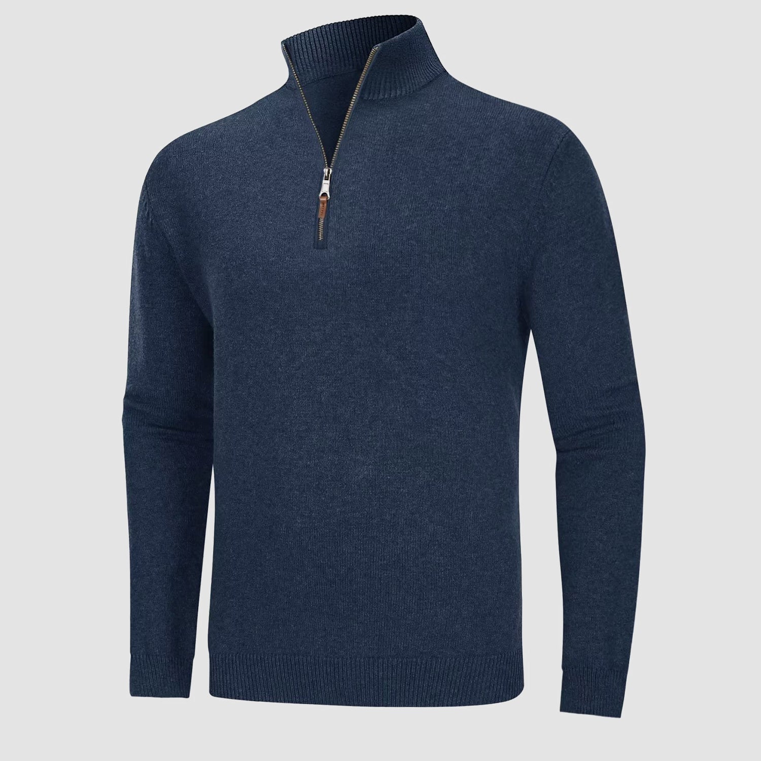 Men's Knitted Turtleneck Sweater - 1/4 Zip Pullover