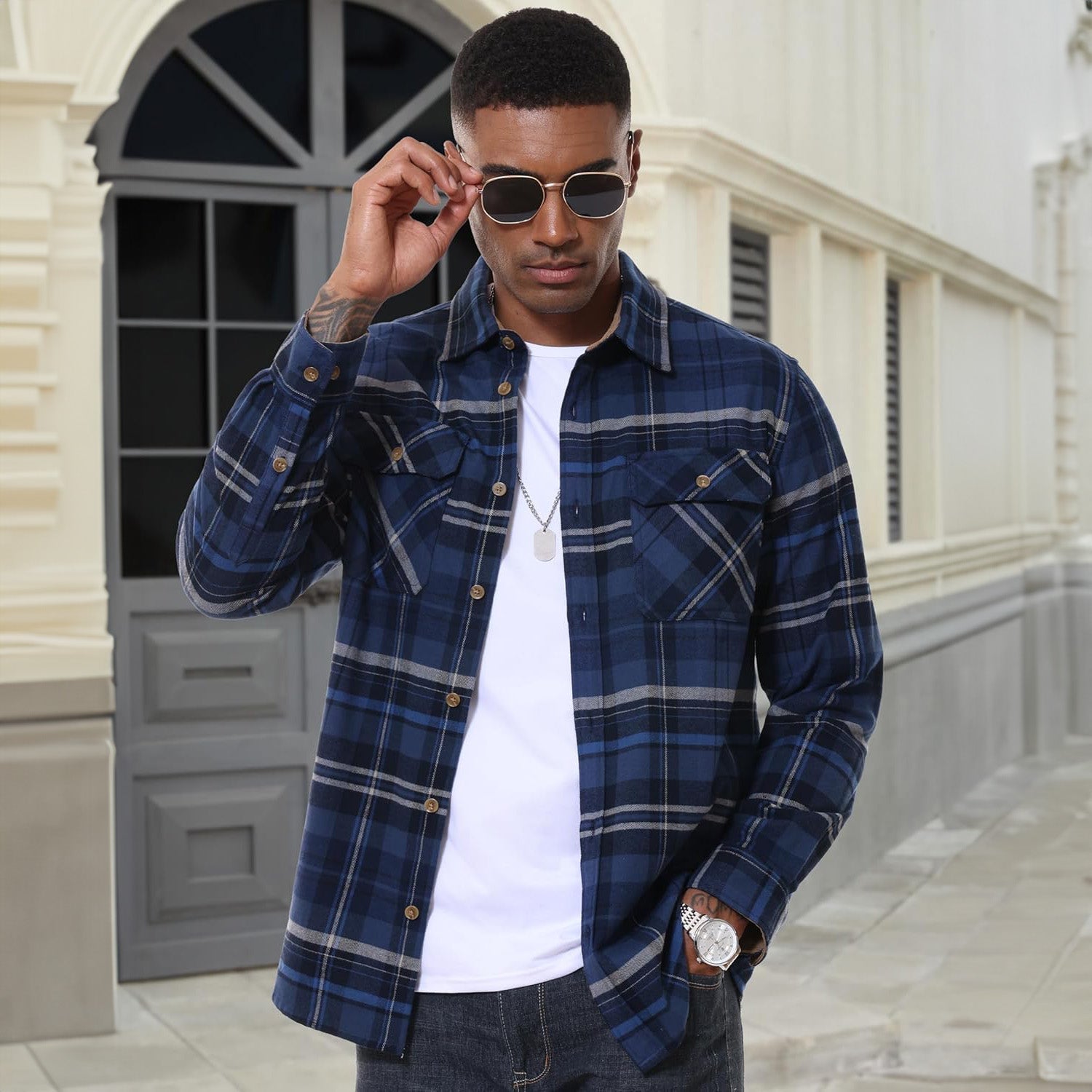 Men's Lightweight Flannel Shirt Jacket