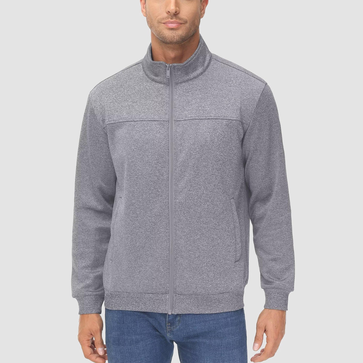 Men's Lightweight Full-Zip Track Jacket with Pockets