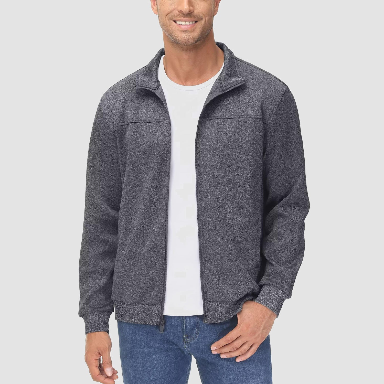 Men's Lightweight Full-Zip Track Jacket with Pockets