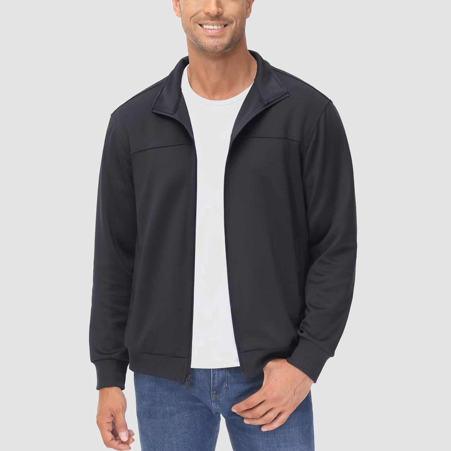 Men's Lightweight Full-Zip Track Jacket with Pockets