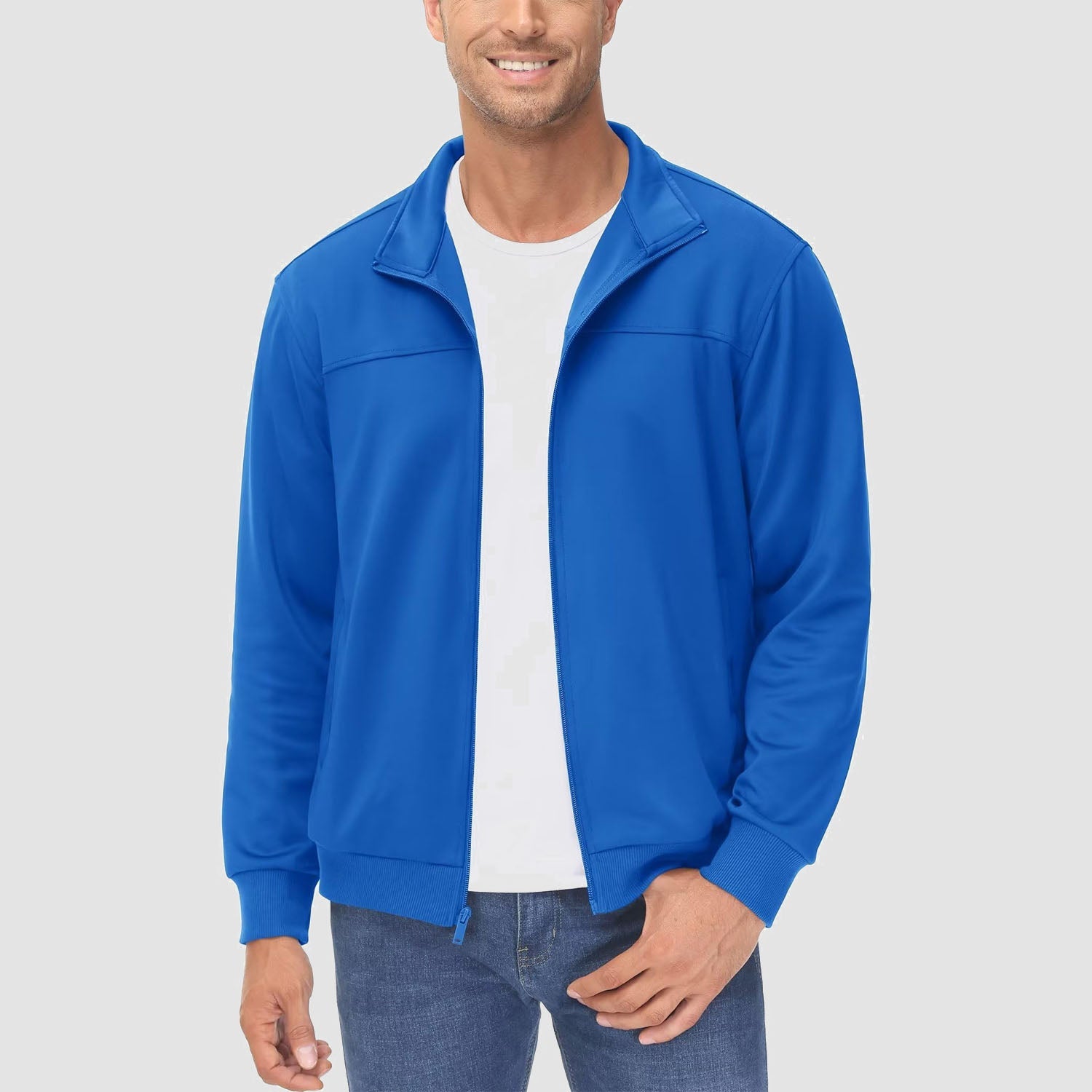 Men's Lightweight Full-Zip Track Jacket with Pockets