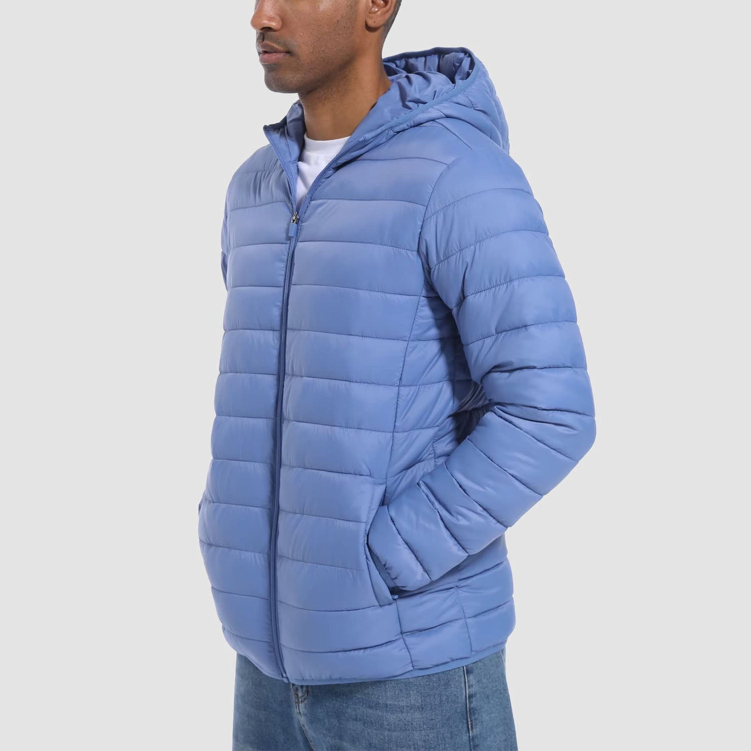 Men's Lightweight Hooded Puffer Jacket - Quilted Winter Coat