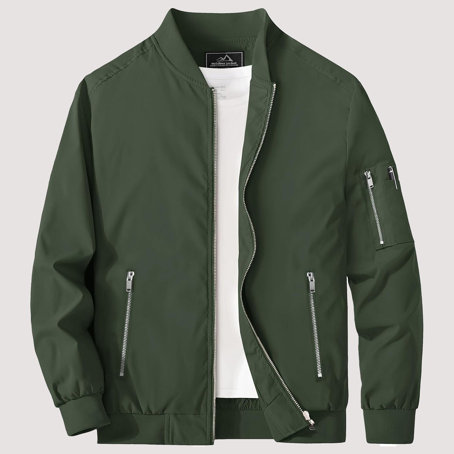 Men's Lightweight Zip-Up Bomber Jacket - Casual Windbreaker