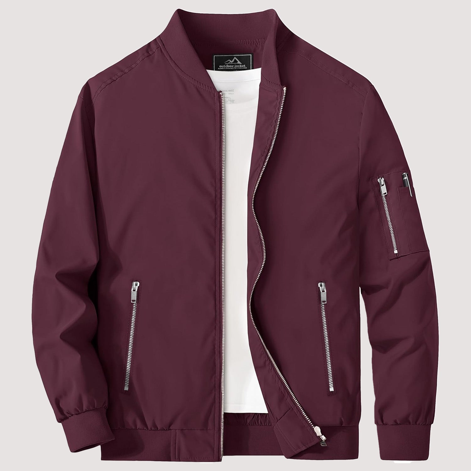 Men's Lightweight Zip-Up Bomber Jacket - Casual Windbreaker