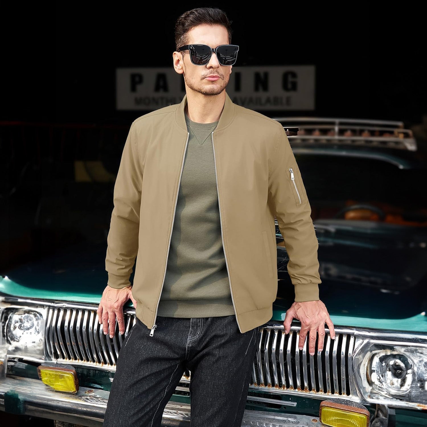 Men's Lightweight Zip-Up Bomber Jacket - Casual Windbreaker