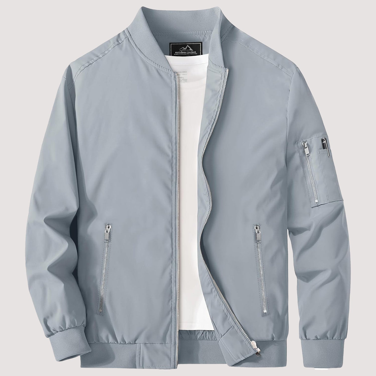 Men's Lightweight Zip-Up Bomber Jacket - Casual Windbreaker