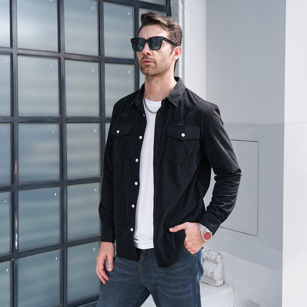 Men's Long Sleeve Corduroy Sun Protection Shirt